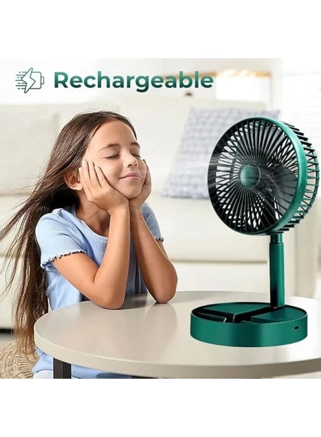 مروحة مكتبية محمولة قابلة للطي، مروحة طاولة وأرضية تلسكوبية قابلة لإعادة الشحن عبر منفذ USB بخمس شفرات - ارتفاع قابل للتعديل، خفيفة الوزن، هادئة، مروحة كهربائية صغيرة الحجم للاستخدام في المكتب والمنزل والمطبخ والسفر والتخييم - Image 3